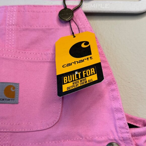 CARHARTT Pink Overalls Girls 3T 3 NWT Loose Fit Canvas Bib Overall Toddler NEW - Picture 7 of 9